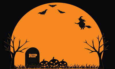 Halloween background banner. Yellow Black Halloween with a copy space area