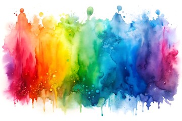 Fototapeta premium Colorful rainbow watercolor splash isolated on white background abstract art and design element