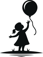Girl with Balloon Silhouette art