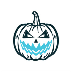 Halloween Jack-o'-Lantern Face Vector Illustration Halloween Jack o lantern face with triangular eyes nose and jagged smile in deep pumpkin orange