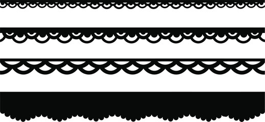 Elegant decorative borders with scalloped edges in black and white