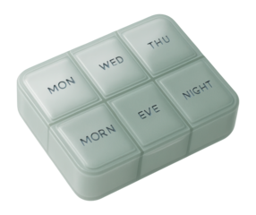 Compact pill organizer with labeled sections