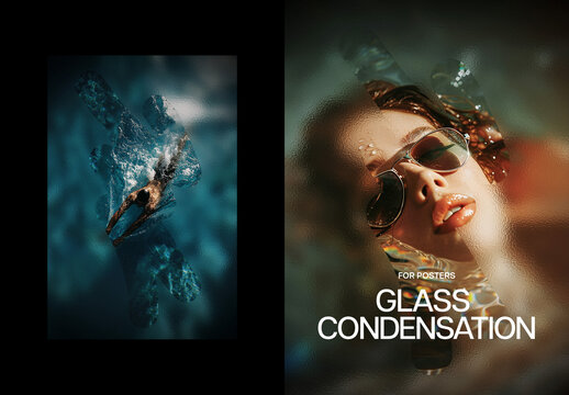 Glass Condensation Poster Photo Effect Mockup