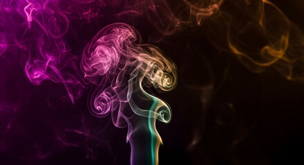 Fototapeta premium Colorful smoke patterns on black background