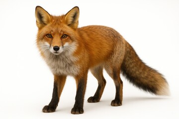 Red Fox in Profile: A striking red fox stands poised, presenting its vibrant fur and alert demeanor against an uncluttered background, showcasing the untamed beauty of the wild.