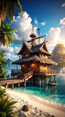 Tropical island beach house