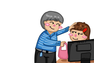 A Boss give some food for his lovely employee 