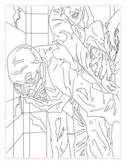  Intruders in a Spooky Room Coloring Page: Creepy and Eerie Art