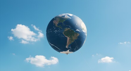 Earth balloon in sky