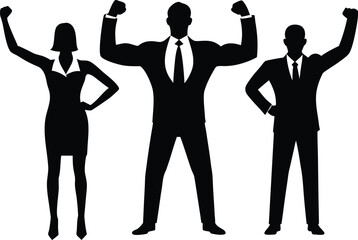  Silhouette of Business Professionals Depicts Leadership Teamwork Success.