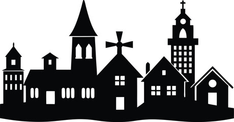  Various Buildings Church, Tower, School, Lighthouse, Windmill, and Homes