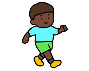 笑顔で歩く黒人男の子