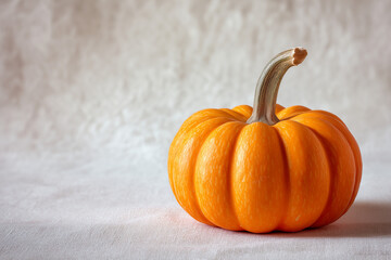 Orange Pumpkin on Light Beige Background