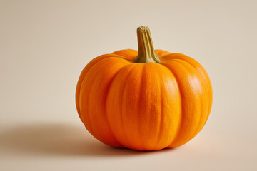 Orange Pumpkin on Light Beige Background