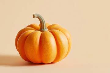 Orange Pumpkin on Light Beige Background