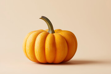 Orange Pumpkin on Light Beige Background