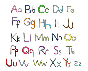 alphabet hand draw pencil type colofull