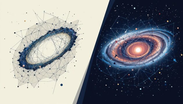 Precise Cosmic Design  M81   M82 Rendered as Vector Art