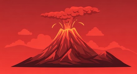 Volcanic Eruption Scene: A dynamic display of geological power and fiery natural phenomena landscape background vector illustration