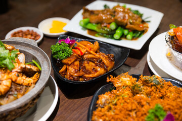 Hong Kong style cuisine in restaurant