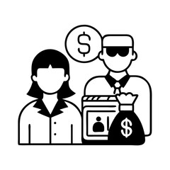Vector art of line art illustration depicting money laundering, symbolizing financial crime, corruption, and illicit activity