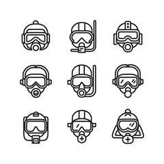 Diving Mask Line Art Explore Underwater World