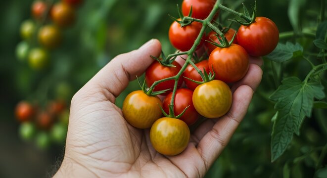 Handful of fresh tomatoes