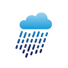 Rain cloud with raindrops falling, isolated on white background