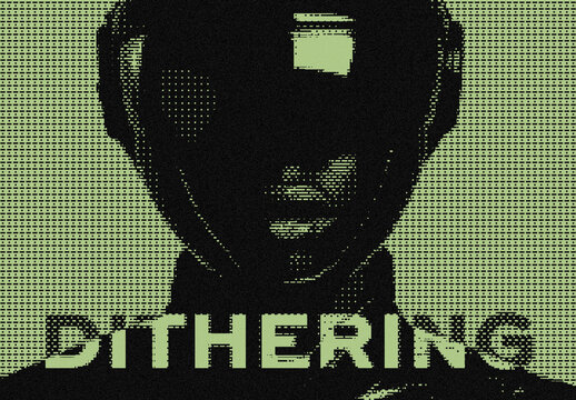 Dither Bitmap Photo Effect Mockup