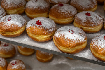 Israeli donuts Sufganiyah for Jewish holiday Hanukkah.
