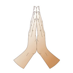 Praying hands isolated on white background, representing faith and spirituality
