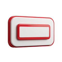 Red and white rectangular button, 3D render