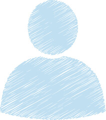 Light blue sketch of a person s head and shoulders on transparent background