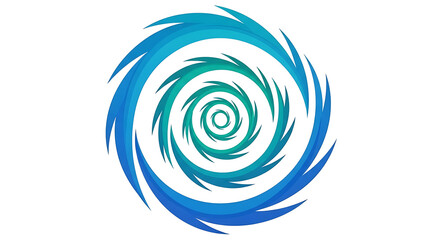 Abstract spiral vortex isolated on white background, blue and green swirl