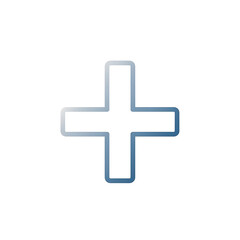 Fototapeta premium Blue plus sign with outline isolated on white background