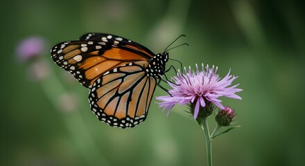 Obraz premium Monarch butterfly on purple flower