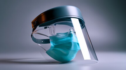 High-Quality Face Shield with Medical Mask on Soft Background