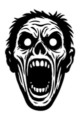 Screaming Undead Zombie Head Vector