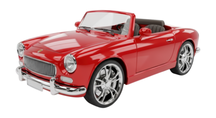 Classic Red Convertible Sports Car Open Top Chrome Wheels