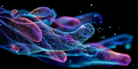 bioluminescent abstract microscopic texture glowing patterns