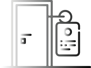 Gradient line art icon of a door with a hanging sign