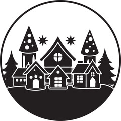 Obraz premium house with christmas tree
