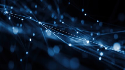 Blue abstract background featuring interconnected nodes and lines, evoking networks and modern technology in a blurred, dynamic aesthetic