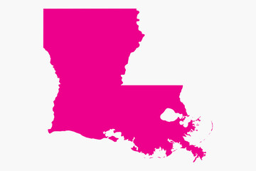 Vector graphic artwork suitable for print and web containing flat detailed map of LOUISIANA