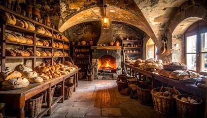 Medieval bakery interior