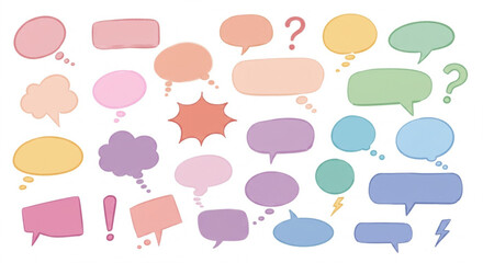 Colorful speech bubbles and comic book elements for creative design and communication