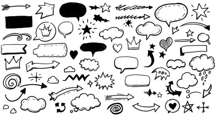 Hand-drawn doodle elements for creative design, social media, and artistic projects with arrows
