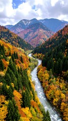 Autumnal mountain river valley (1)