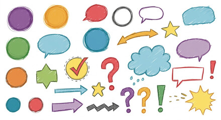 Colorful doodle elements and shapes perfect for adding a playful touch to your project design