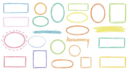 Playful hand drawn doodle frames for creative design projects and artistic presentations or educational resources